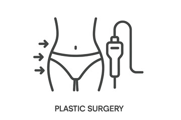 Vector icon representing plastic surgery with body contouring and medical equipment
