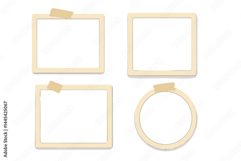 Aufkleber decorative vector icons of empty photo frames with adhesive tape for creative design projects