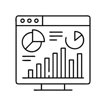 black and white data analysis on monitor clip art preview