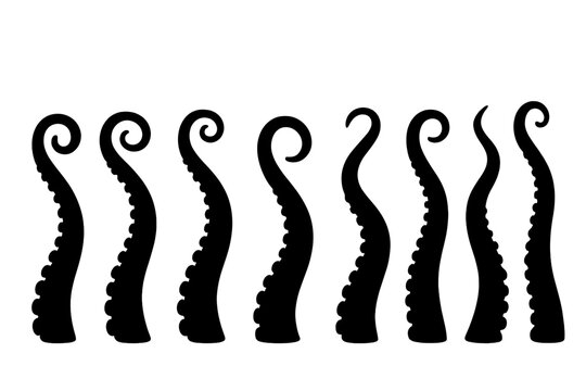 Creative vector icon showcasing a series of stylized octopus tentacles in varying shapes and sizes