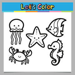 Sea ​​animals coloring sheet