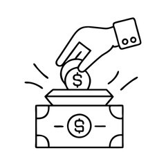 money donation icon, money donation line art - simple line art of money donation, perfect for money donation logos and icons