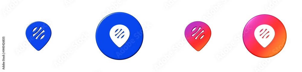 Poster style three pin maps navigation 3d icon
