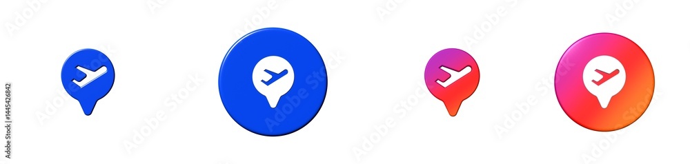 Poster style one pin maps navigation 3d icon