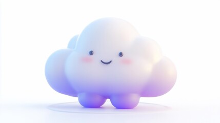 Cute, cartoonish cloud shape, digitally rendered.