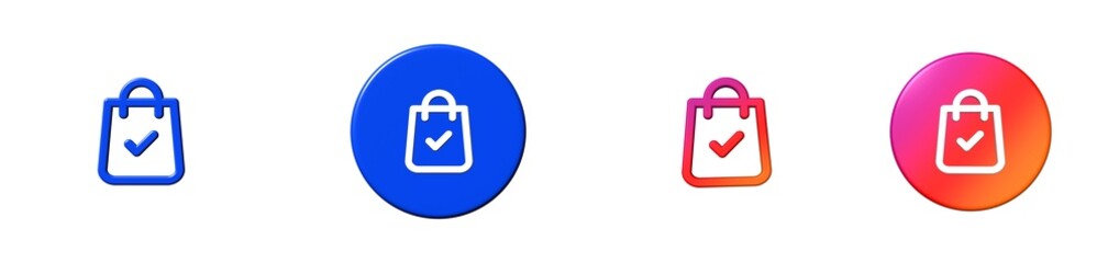 shopping bag ecommerce set 3D icon