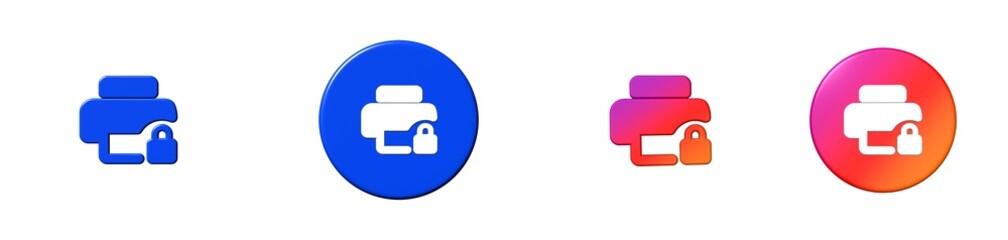 print lock hardware 3D icon