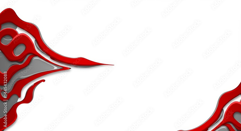 Poster red and gray abstract design - modern, sleek design featuring red and gray abstract shapes on a whit