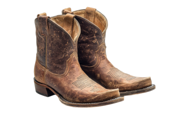 Distressed Brown Leather Cowboy Boots Vintage Style Worn Look Rustic Charm Classic Western Footwear