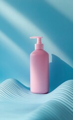 Pastel Pink Pump Bottle: Serene Minimalist Product Still Life