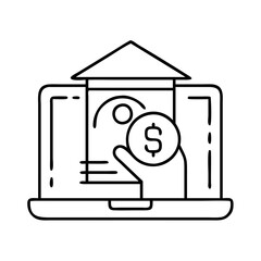 online loan icon, online loan line art - simple line art of online loan, perfect for online loan logos and icons
