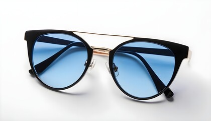 Fototapeta premium Stylish Blue Lens Sunglasses with Black Frame