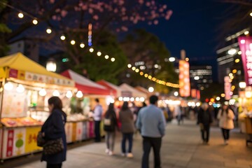 Cultural night market experience city center photography vibrant atmosphere blur background