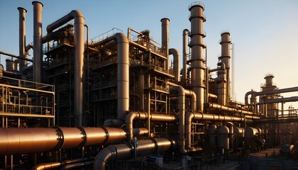 Fototapeta premium Industrial Refinery at Sunset