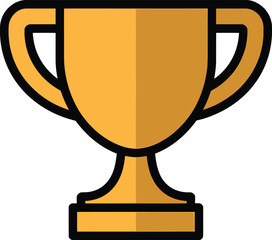 Minimalist Gold Trophy Vector Icon – Flat Style Victory Cup for Champion, Awards Ceremony, and Achievement Recognition