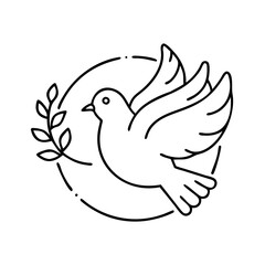 peace dove icon, peace dove line art - simple line art of peace dove, perfect for peace dove logos and icons