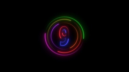 Number 9 countdown with circular motion lines.