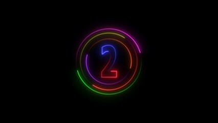 Number 2 countdown with circular motion lines.