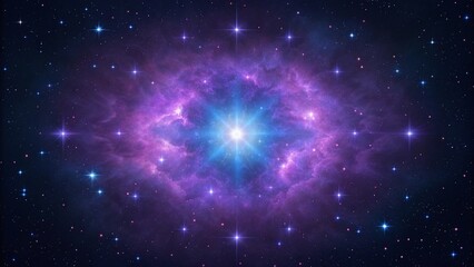 Glowing Nebula with Deep Purple and Blue Hues in Outer Space