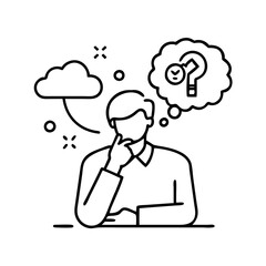person thinking icon, person thinking line art - simple line art of person thinking, perfect for person thinking logos and icons