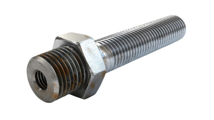 Detailed Closeup Rusty Metal Bolt Nut Industrial Hardware 3d tool grey screw steel object design on transparent background