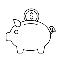 piggy bank icon, piggy bank line art - simple line art of piggy bank, perfect for piggy bank logos and icons