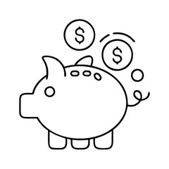piggy bank icon, piggy bank line art - simple line art of piggy bank, perfect for piggy bank logos and icons