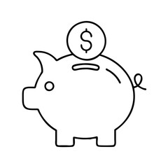 piggy bank icon, piggy bank line art - simple line art of piggy bank, perfect for piggy bank logos and icons
