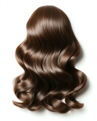 Naklejka premium Hair wave beauty concept haircare isolated on white background Wavy brown hair styled elegantly in flowing strands on a light background.