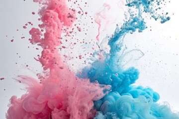 Pink and Blue Ink Explosion Abstract Color Cloud in Water