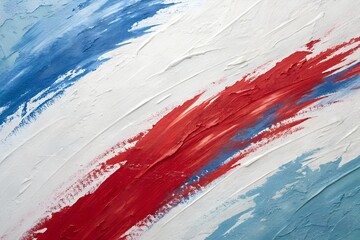 Textured Abstract Painting Dynamic Red, White, and Blue Strokes