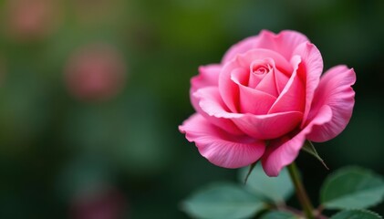 Obraz premium Single pink rose, full bloom, shallow depth of field, soft pink, macro, blossom