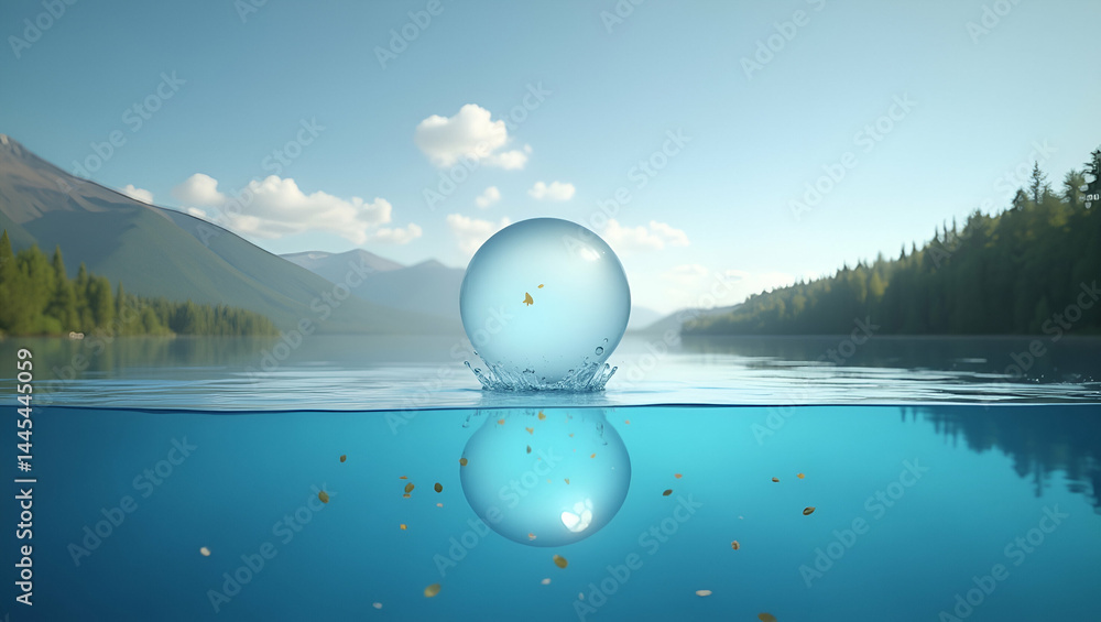 Poster visual demonstration of water clarity measurement: secchi disk method for transparency assessment in