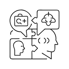 puzzle piece language skill icon, puzzle piece language skill line art - simple line art of puzzle piece language skill, perfect for puzzle piece language skill logos and icons