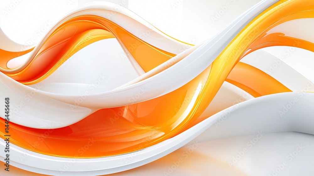 Poster curved orange and white waves in vibrant gradient tones with soft golden hour glow made with generat