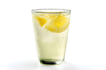 Refreshing lemonade in a glass isolated on a clean white background.