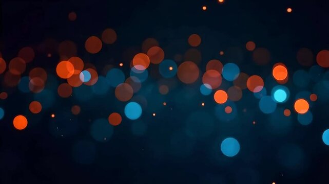 Loop, blue and orange bokeh lights on a dark background looping video