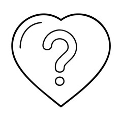 question mark in heart emotional query icon