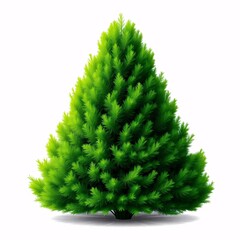 Realistic depiction of a vibrant green evergreen tree on a white background