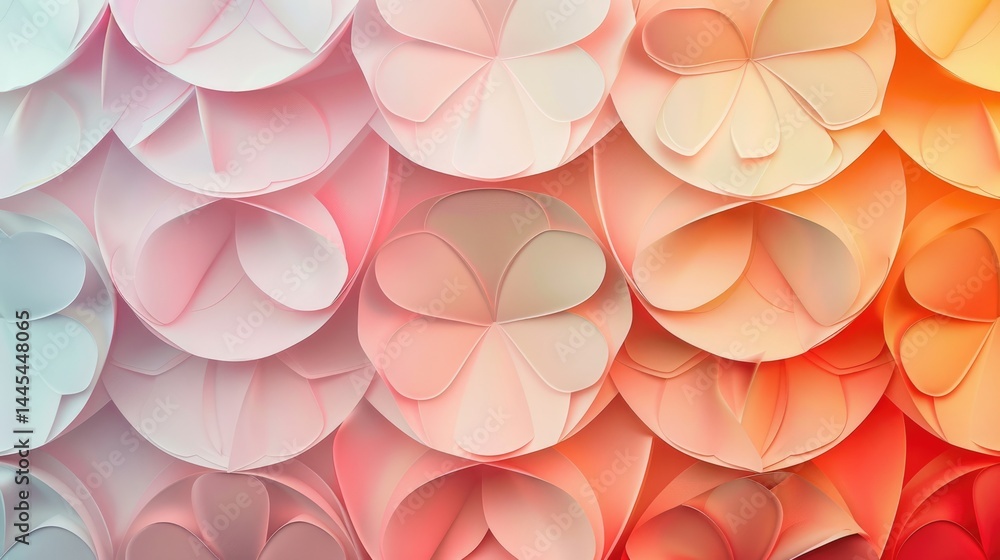 Poster geometric pattern of overlapping textured tiles in soft pastel tones. digital art for modern design.
