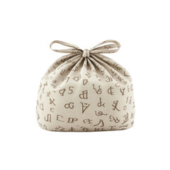 Beige Fabric Gift Bag with Brown Alphabet Print