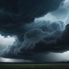 Obraz premium Dark Storm Clouds over Green Field