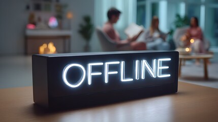 A sign that says "Offline" is lit up