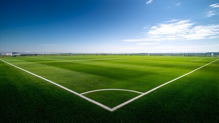 Obraz premium A soccer field with a white line on the ground