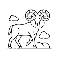 ram icon, ram line art - simple line art of ram, perfect for ram logos and icons
