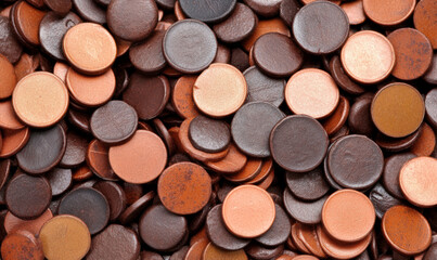 A Close-Up View of Numerous Circular Wooden Discs in Various Shades of Brown and Tan Displaying Varied Textures and Patterns for Creative Projects