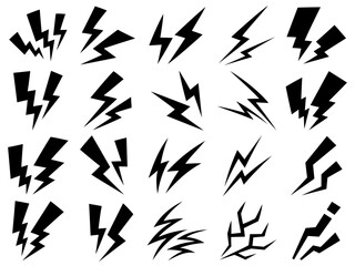 雷マークのシルエットイラストセット