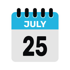 july 25 calendar icon Vector page month design illustration