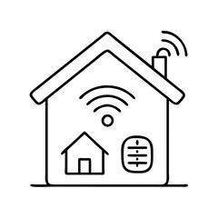 smart home icon, smart home line art - simple line art of smart home, perfect for smart home logos and icons