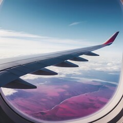Obraz premium Airplane Wing View from Window